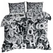 Pościel - Pościel 3D bawełna satyna 160x200cm BIAŁE LITERY - miniaturka - grafika 1