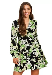 Liquorish 38 damska zielona sukienka koktajlowa z nadrukiem w kwiaty z długimi rękawami w kolorze czarnym, Wielobarwny, 36 - Sukienki - miniaturka - grafika 1