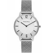Zegarki męskie - Srebrny damski zegarek z bransoletą mesh PACIFIC X6190-02 - miniaturka - grafika 1