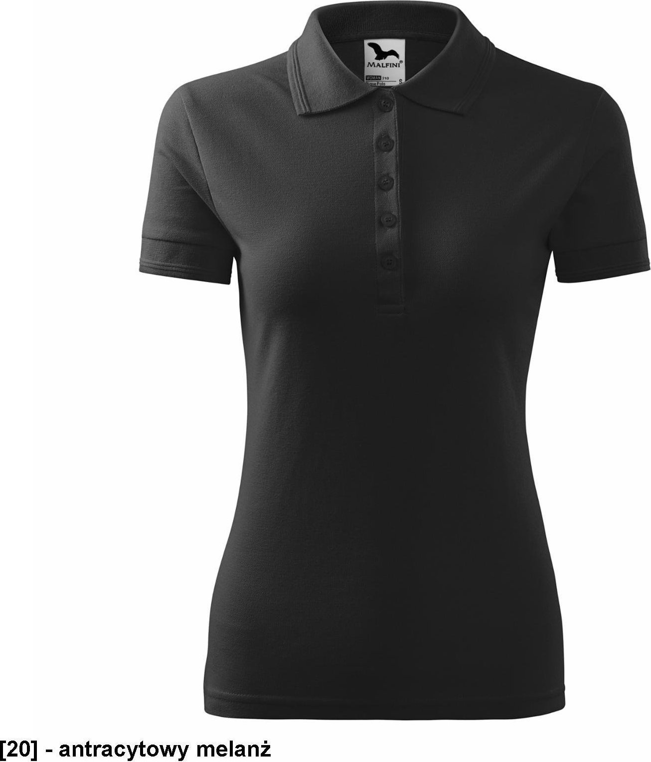 MALFINI Pique Polo 210 - ADLER - Koszulka polo damska, 200 g/m - antracytowy melanż L