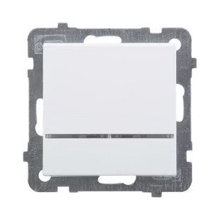 LEDart jednobiegunowy z podświetleniem pomarańczowym, Ospel SONATA ŁP-1RS/m/00, bez ramki, kolor biały - Wyłączniki światła i elektryczne - miniaturka - grafika 1