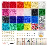 Prace ręczne dla dzieci - Zestaw koralików okrągłych do robienia biżuterii 4800 szt +akcesoria - miniaturka - grafika 1