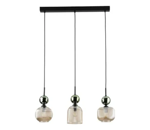 Lampa wisząca na lince SOPHIA 3xE14/10W/230V czarna/zielona/dymna beżowa - Lampy sufitowe - miniaturka - grafika 1