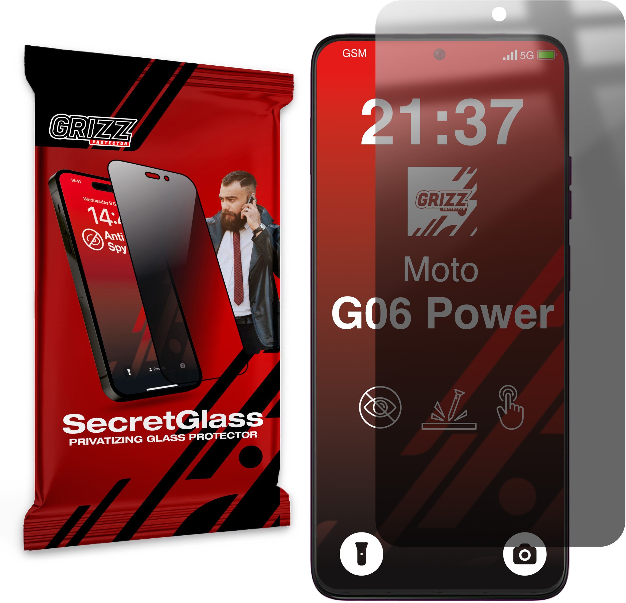 Matowe szkło prywatyzujące GrizzGlass SecretGlass do Motorola Moto G06 Power