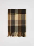 Apaszki i szaliki damskie - Reserved - Szalik w kratę z frędzlami - beżowy - miniaturka - grafika 1