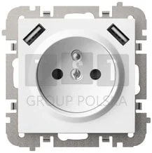 Elektro-Plast Vestra Gniazdo 2P+Z 2xUSB zasilające bez ramki podtynkowe IP20 biały 3888-10 - Gniazdka elektryczne - miniaturka - grafika 1