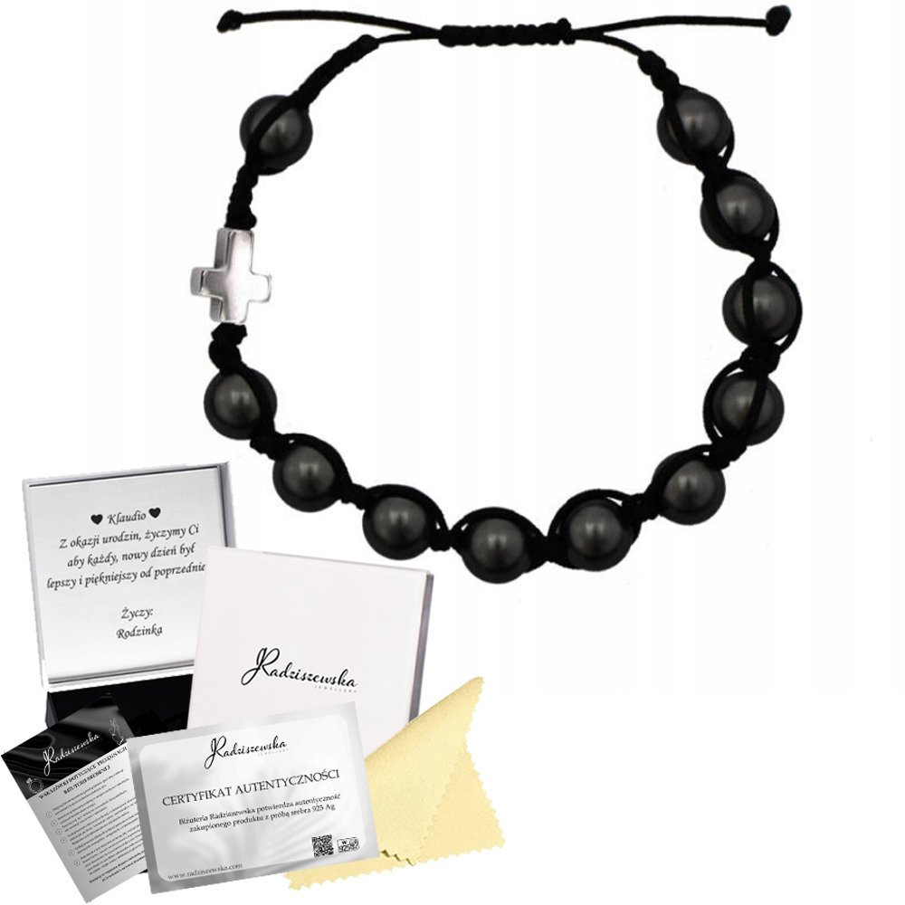 Różaniec Bransoletka z Perłami Pearls Damski Męski Prezent ŻYCZENIA GRATIS