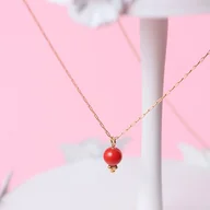 Naszyjniki - Naszyjnik z czerwonym koralem - miniaturka - grafika 1