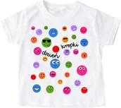 Koszulki dla dziewczynek - Koszulka w kolorowe kropki na DZIEŃ KROPKI z napisem DZIEŃ KROPKI - miniaturka - grafika 1