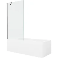 Wanny - Mexen Cubik wanna prostokątna 170 x 70 cm z obudową i parawanem 1-skrzydłowym 90 cm, transparent, czarny - miniaturka - grafika 1