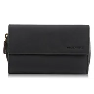 Portfele - PORTFEL DAMSKI SKÓRZANY CZARNY ZE SKÓRY NATURALNEJ DUŻY POZIOMY BRØDRENE G-89SH/BL - miniaturka - grafika 1