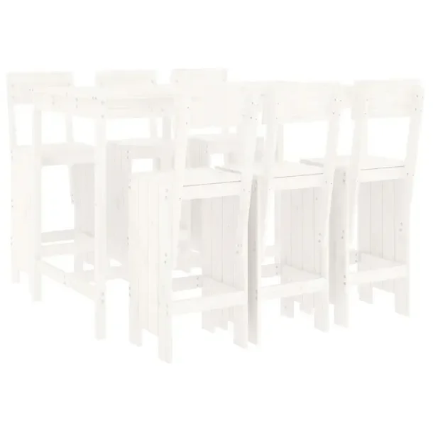 Zestaw mebli barowych z litego drewna sosnowego, biały, stół 159,5x82,5x