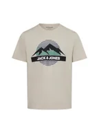 Koszulki męskie - Jack & Jones Koszulka męska Mężczyźni Bawełna beżowy jednolity, S - miniaturka - grafika 1
