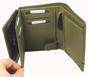 Portfel Męski Skórzany EL FORREST Duży Pionowy Bez Zapięcia Dwa Skrzydełka 859 12 RFID OLIWKOWY 13 x 10 x 2.5 [cm] - Portfele - miniaturka - grafika 8