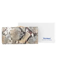 Portfele - Portfel damski Skórzany VerMari Vipera Srebrny - miniaturka - grafika 1