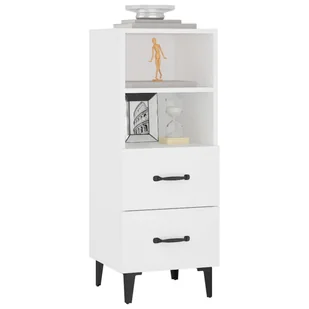 Lumarko Szafka, biała, 34,5x34x90 cm, materiał drewnopochodny - Szafki do salonu - miniaturka - grafika 5