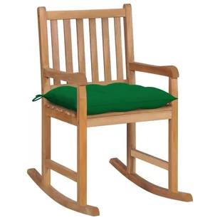 vidaXL Lumarko Fotel bujany z zieloną poduszką, lite drewno tekowe 3062777 - Fotele - miniaturka - grafika 1