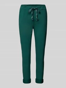 Spodnie materiałowe o kroju skinny fit z tunelem - Spodnie damskie - miniaturka - grafika 1