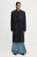 Płaszcze męskie - Y/Project płaszcz wełniany DOUBLE FRONT COAT kolor granatowy przejściowy dwurzędowy 201CO006 - miniaturka - grafika 1
