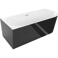 Wanny - Mexen Mia wanna wolnostojąca narożna lewa 140 x 75 cm, biała/czarna, przelew chrom - 52691407575L-01 - miniaturka - grafika 1