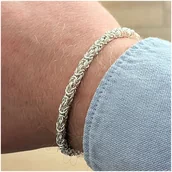 Bransolety męskie - ELEGANCKA SREBBRNA GRUBA BRANSOLETKA MĘSKA SPLOT KRÓLEWSKI BIZANTYJSKI 925 - miniaturka - grafika 1