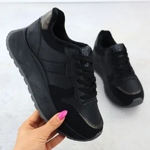 Półbuty ocieplane na platformie czarne Big Star SS274007 - Półbuty damskie - miniaturka - grafika 1