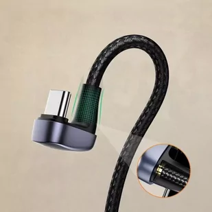 Ugreen nylonowy kątowy kabel przewód USB - USB Typ C 1 m 3 A 18 W Quick Charge AFC FCP dla graczy szary (70313) - Kable - miniaturka - grafika 1