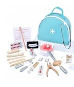 Zabawki sensoryczne - Zestaw małego doktora dentysta drewniane akcesoria apteczka stetoskop (W081) - miniaturka - grafika 1
