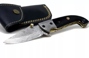Nóż składany SURVIVAL stal DAMASCEŃSKA etui EDC - Noże - miniaturka - grafika 1