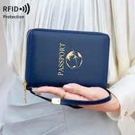 Portfele - TEMU MIYIN Portfel na Paszport z Blokadą RFID, Przegródkami na Karty i Okienkiem na Dowód Osobisty - Wielofunkcyjny, Duża Pojemność, Podróżna - miniaturka - grafika 1