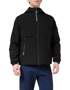 Tommy Hilfiger Męska kurtka z kapturem Th Protect Sail tkana, Czarny, L - Kurtki męskie - miniaturka - grafika 1