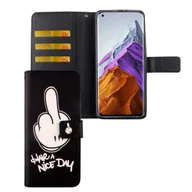 Etui i futerały do telefonów - Etui na telefon komórkowy Xiaomi Mi 11 Lite Etui ochronne z klapką i miejscem na kartę, kolor: Have A Nice Day Black - miniaturka - grafika 1
