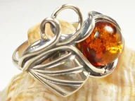 Pierścionki - 112-114 Pierścionek Srebro z Bursztynem - rozm.15 - miniaturka - grafika 1