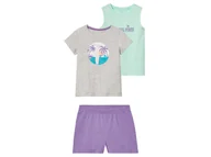 Koszulki dla dziewczynek - lupilu® Komplet dziecięcy z bawełną (t-shirt + top + spodenki) (Szary/miętowy/fioletowy, 122/128) - miniaturka - grafika 1