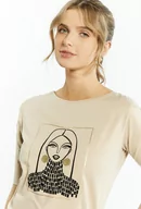 Koszulki i topy damskie - T-shirt damski z nadrukiem - Monnari - miniaturka - grafika 1