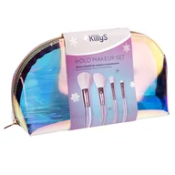 Pędzle do makijażu - KillyS Holo Makeup zestaw 4 pędzli do makijażu w kosmetyczce - miniaturka - grafika 1