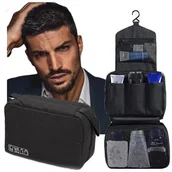 Kosmetyczki, organizery i kuferki - Kosmetyczka męska podróżna wisząca z haczykiem do powieszenia czarna duża MEN - miniaturka - grafika 1