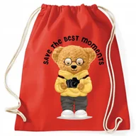 Plecaki worki - Worek Plecak Czerwony SAVE BEST MOMENTS Do Szkoły Modne Wzory - miniaturka - grafika 1