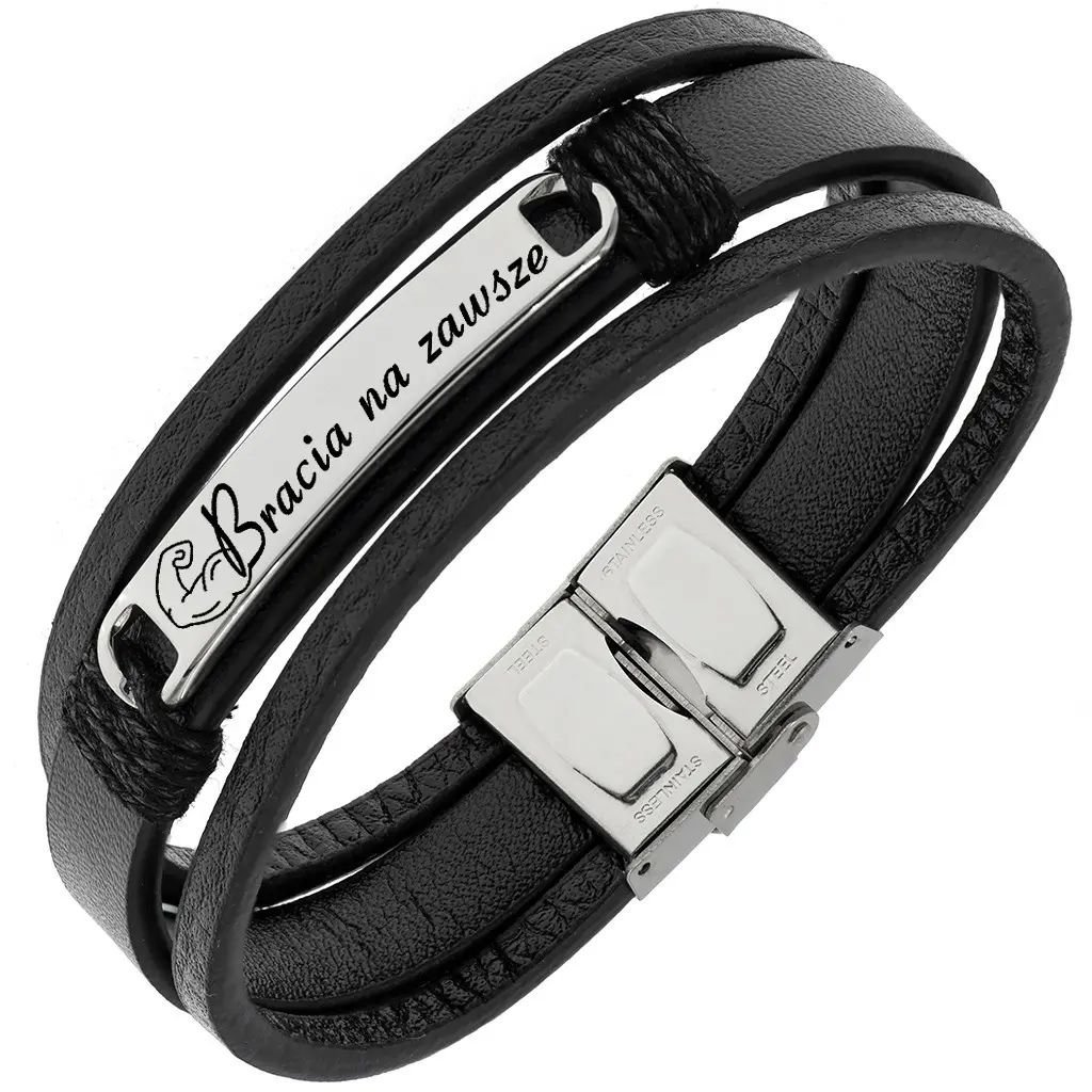 Szeroka skórzana męska bransoletka Music