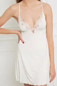 Piżamy damskie - Koszulka nocna z jedwabistej wiskozy - kość słoniowa - miniaturka - grafika 1
