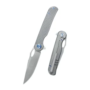 Nóż składany Kubey KB Knives Hydro Grey Titanium, Stonewashed M390 by Mark Perez (KB323A) - Noże - miniaturka - grafika 1
