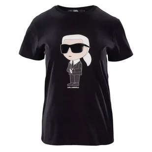 Czarna Koszulka Damska T-shirt Duże Logo Karl Lagerfeld Oversize Spacer M - Koszulki i topy damskie - miniaturka - grafika 1