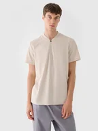 Koszulki sportowe męskie - Męska koszulka polo 4F 4FRAW24TPTSM571 - beżowa - miniaturka - grafika 1