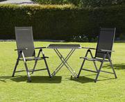 Meble ogrodowe - Livarno Home Livarno Home Zestaw aluminiowych mebli ogrodowych Houston (stolik składany + 2 krzesła składane), szary/ srebrny - miniaturka - grafika 1