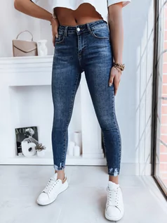 Spodnie damskie - Spodnie damskie jeansowe TERLA ciemnoniebieskie Dstreet UY1736 - grafika 1