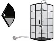 Kabiny prysznicowe - Toule24 Kabina prysznicowa BLACK LOFT czarna w szprosy 80 z deszczownicą - miniaturka - grafika 1