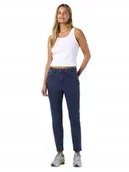 Spodnie damskie - NOISY MAY GRANATOWE JEANSY RURKI Z WYSOKIM STANEM BAWEŁNA 26/32 XQA - miniaturka - grafika 1