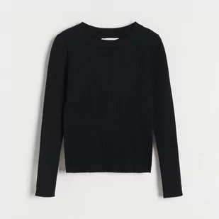 Reserved - Sweter w prążki - Czarny - Swetry dla dziewczynek - miniaturka - grafika 1