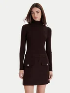 Sukienki - Morgan Sukienka dzianinowa 242-REGOYA Brązowy Slim Fit - miniaturka - grafika 1