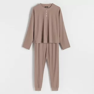 Reserved - Dwuczęściowa piżama z bawełną - Fioletowy - Piżamy damskie - miniaturka - grafika 1